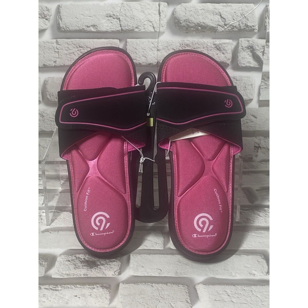 Champion Valma Cushion Fit Slide Sandal Girls Youth L (4/5) Pink/Black
